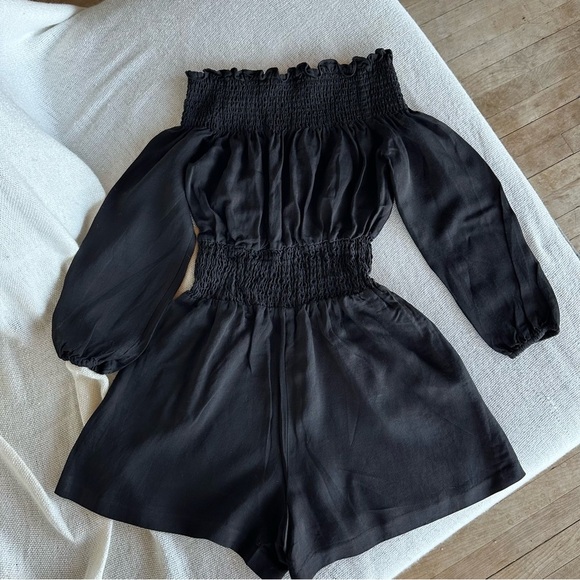 Maje Ilanda Off-The-Shoulder Romper Black XS - Picture 3 of 8